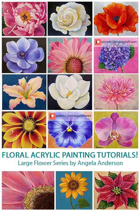 Angela Anderson Art Blog: Large Flower Series Acrylic Painting Tutorials