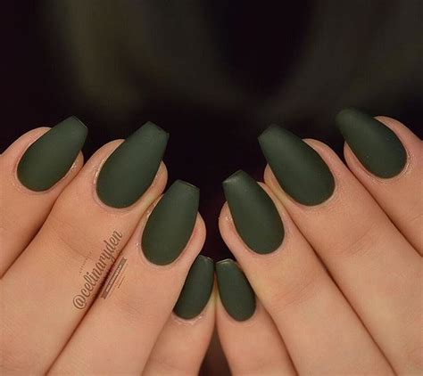 Popular Nail Colors Ideas This Fall Winter09 | Matte green nails, Hard gel nails, Green acrylic ...