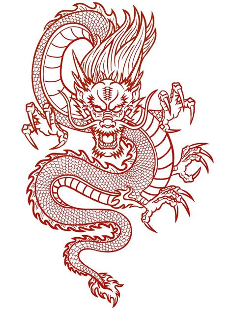 a red dragon tattoo design on a white background