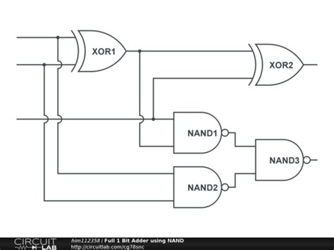 Full 1 Bit Adder using NAND - CircuitLab