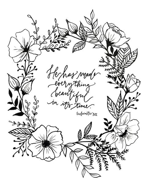 Ecclesiastes 3:11 Hand Lettered Floral Art Print | Etsy, 2020 | Nakış ...