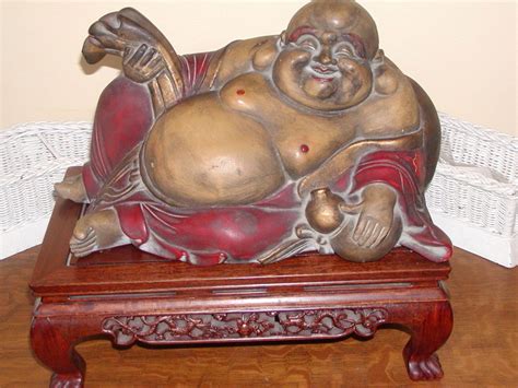 Large Guilded Wooden STATUE OF BUDDHA ON ROSEWOOD STAND | Wooden statues, Buddha statue, Statue