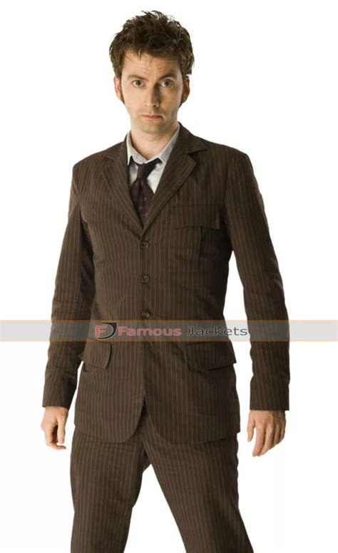 David Tennant Doctor Who Pinstripe Brown Suit - Famous Jackets