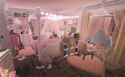 cute bloxburg pink bedroom roblox sanrio coquette room | Blocksburg room ideas , Rh design ...