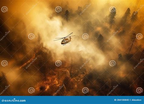 Helicopter Fighting Forest Fire with Water Drop Stock Illustration - Illustration of aviation ...