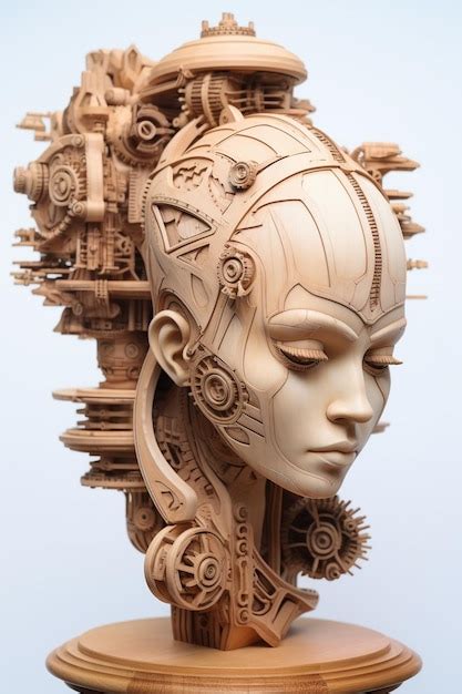 Premium AI Image | A wooden sculpture of a female head with a face made ...