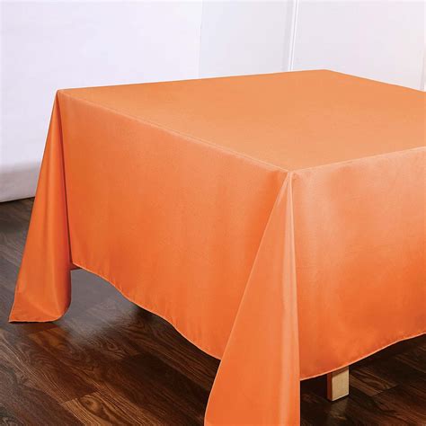 90" Orange Square Polyester Tablecloth | eFavorMart