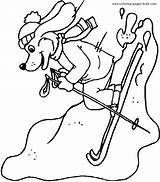 Skiing Dog color Page  Coloring Pages For Kids Sports coloring sketch template