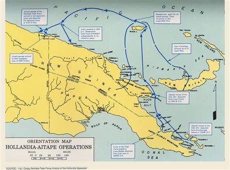 [Map] Map of eastern New Guinea showing Allied troops movements relating to the Hollandia-Aitape ...