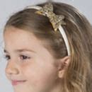 gold glitter bow girls hairband by piccalilly | notonthehighstreet.com