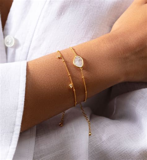 Mini Gem Bracelet in 18k Gold Vermeil on Sterling Silver and White ...