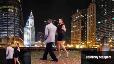 two people are dancing in the city at night and one person is walking ...