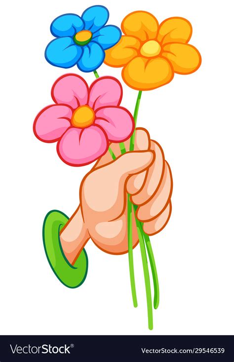 Hand holding colorful flowers on white background Vector Image