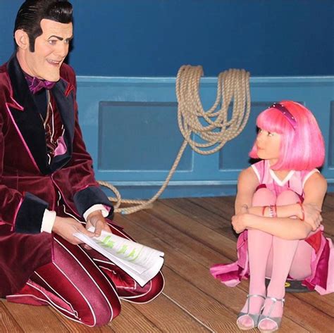 Young Chloe Lang as Stephanie listens intently to co star Robbie Rotten ...