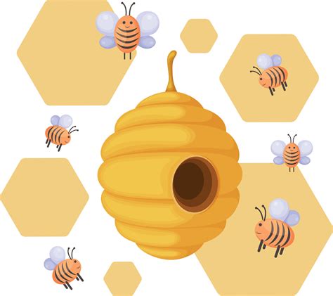 A beehive with bees. An illustration depicting a bee hive and bees ...