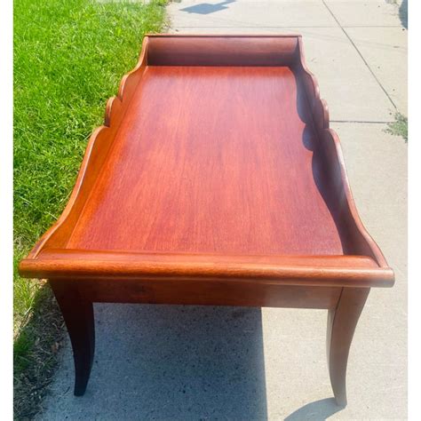 Vintage Solid Cherry Wood Gallery Style Coffee Table. | Chairish