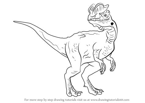 Learn How to Draw a Dilophosaurus (Dinosaurs) Step by Step : Drawing Tutorials