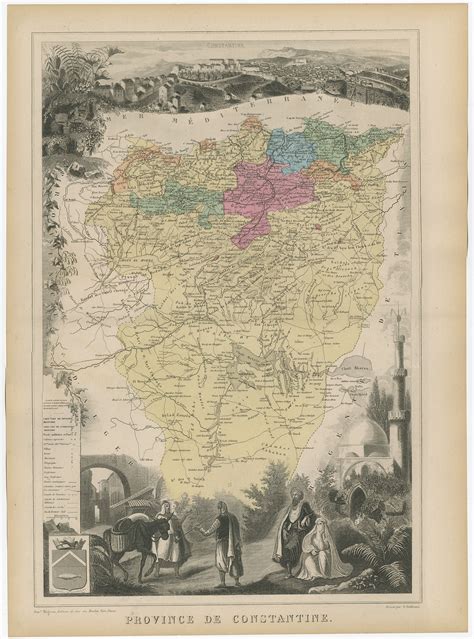 Antique Map of the Province of Constantine (Algeria) by Migeon (1880)