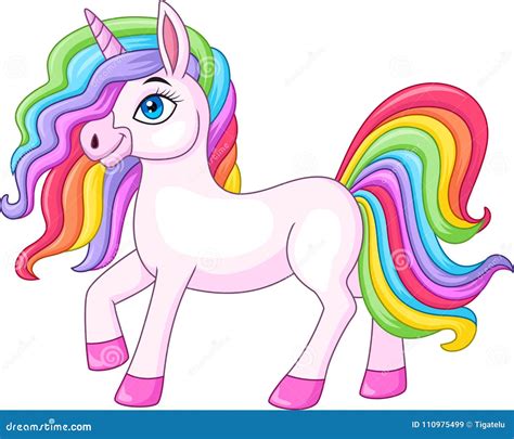 Cartoon Rainbow Unicorn Horse Stock Vector - Illustration of horn, myth: 110975499