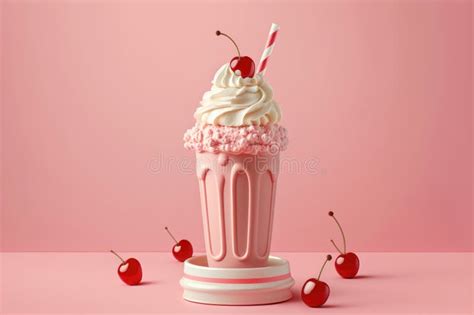 Retro Romantic Creative Pattern with Strawberry Milk. AI Generation Stock Illustration ...
