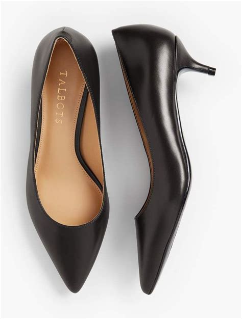 Talbots Sylvie Kitten-Heel Pumps - Leather | Kitten heel pumps, Navy ...