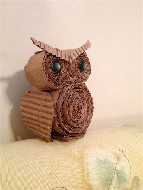 Cardboard owl made by a child Corrugated Cardboard, Cardboard Crafts ...