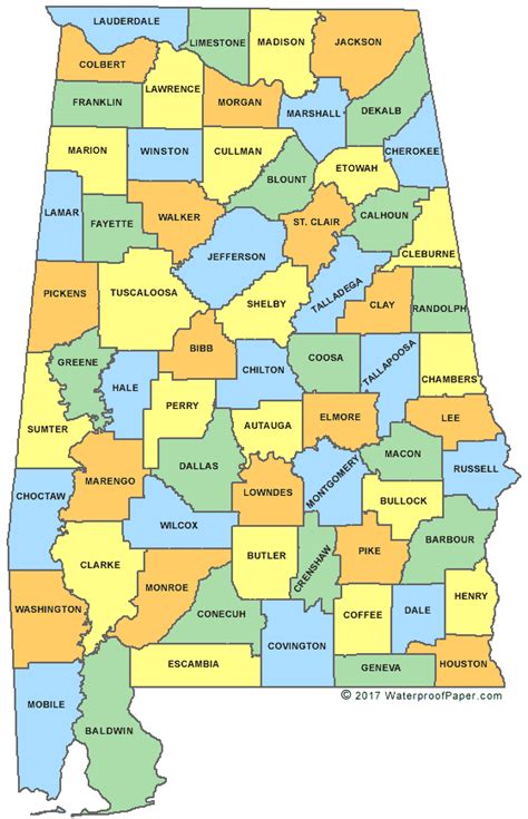 Alabama County Map - AL Counties - Map of Alabama
