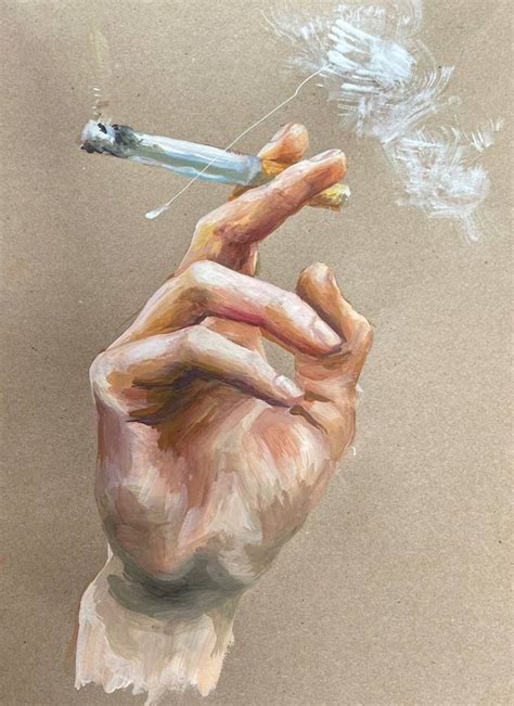 cigarette in hand Painting by Alua Abdulina | Saatchi Art