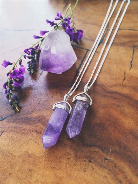 Amethyst Crystal Pendulum Healing Crystal Necklace Amethyst | Etsy