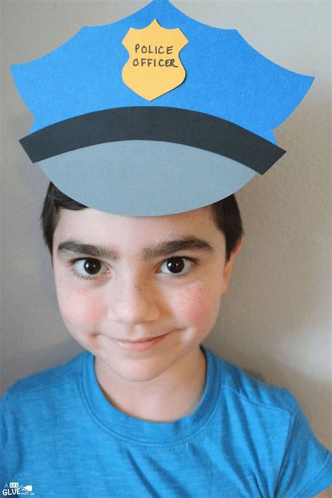 Paper Police Hat Craft - A Dab of Glue Will Do | Community helpers preschool crafts, Community ...
