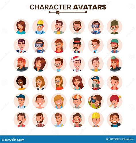 People Avatars Set Vector. Face, Emotions. Default Character Avatar ...