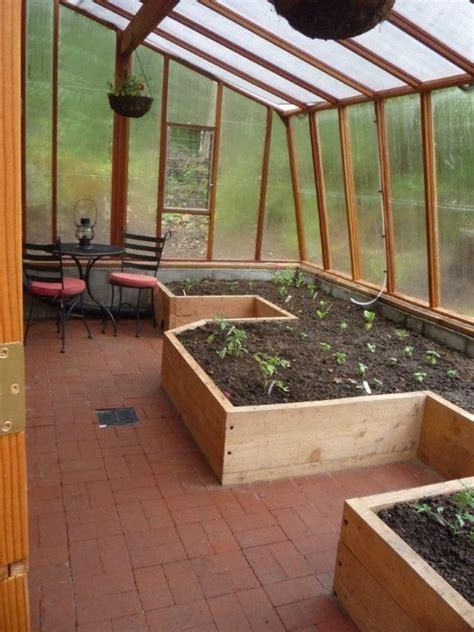 Interior of Solite Lean-to Greenhouse with built in raised beds ...