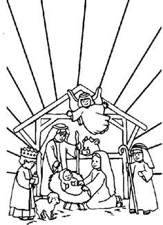 Simple Nativity Scene Coloring Pages at GetColorings.com | Free printable colorings pages to ...