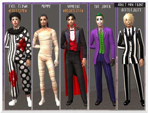 Costumes and masks for both genders and all ages. | Sims 4, Sims, Sims 4 clothing