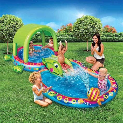 Banzai Shade 'N Slide Turtle Splash Pool | buybuy BABY | Splash pool, Kiddie pool, Baby paddling ...