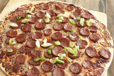 llarge pepperoni and onion cheese pizza - Free Stock Image