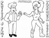 Fry And Leela From Futurama Coloring Page  Free Printable sketch template