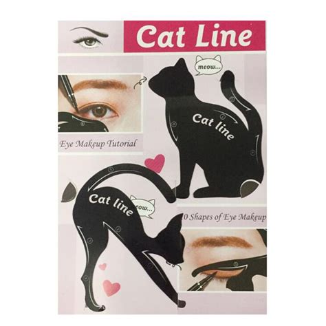 Cute Cat Eyeliner Stencil Kit For Eyebrows Guide Template Maquiagem Eye Shadow Frames Card ...