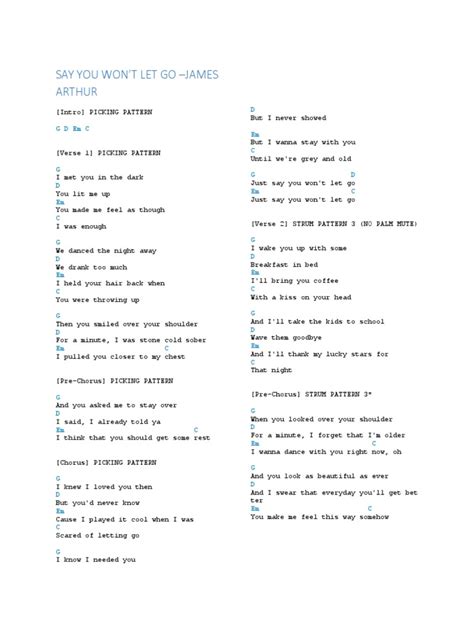 Say You Won't Let Go Guitar Chords | Song Structure | Songs