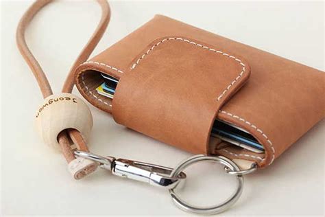 Handmade Leather Card Wallet with Optional Strap and Personalization | Gadgetsin