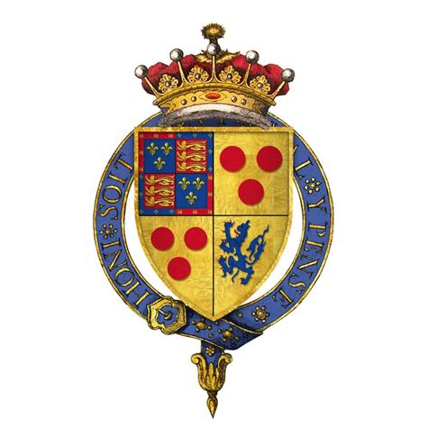 Arms of Henry Courtenay, 10th Earl of Devon, KG: Quarterly, 1st: Royal arms of England (for his ...