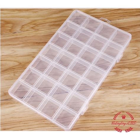 28 grid fixed transparent PP plastic storage box jewelry beaded small objects organizer box ...