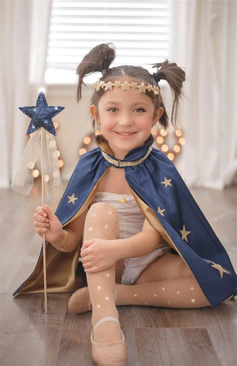 Kids Magic Wand Cape Set,Princess Cape,Birthday Outfit, Navy and Gold Star Cape Gold Glitter ...