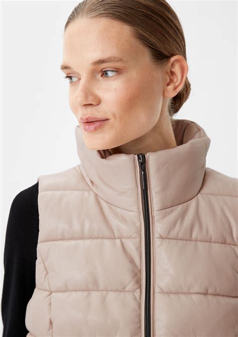 Quilted faux leather waistcoat - beige | Comma