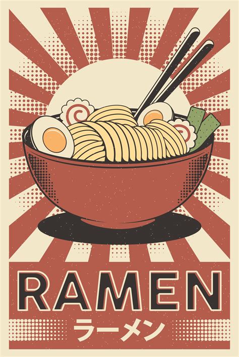 Retro Japanese Ramen Poster 3164914 Vector Art at Vecteezy