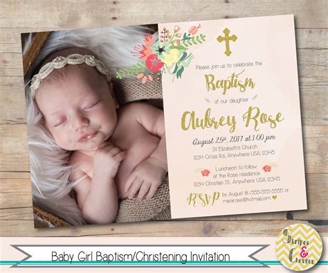 Girl Baptism Invitation, Christening Invite, Personalized Printable ...