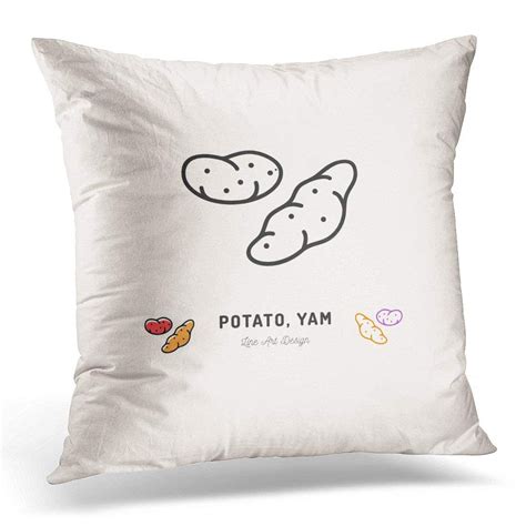 BSDHOME Green Sweet Potato Yam Vegetables Thin Line Design Outline Red Agricultural Pillows case ...