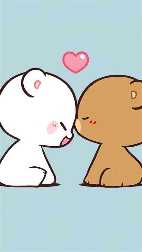 Milk & Mocha Bear Cute Kiss 4K Wallpaper