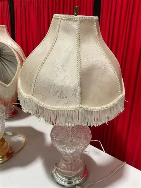 ANTIQUE/VINTAGE VICTORIAN BELL Shape Lamp Shade Cream Color With Fringe ...
