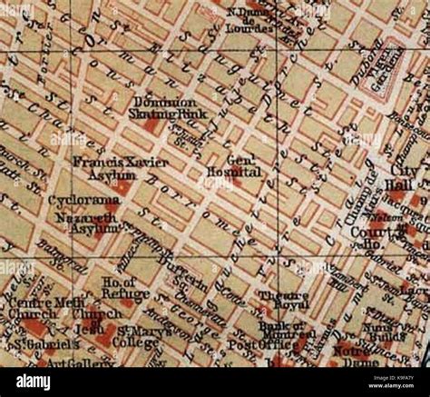 Montreal map 1894 General Hospital Stock Photo - Alamy